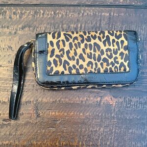 Kate Spade Leopard Print Clutch with Black Trim